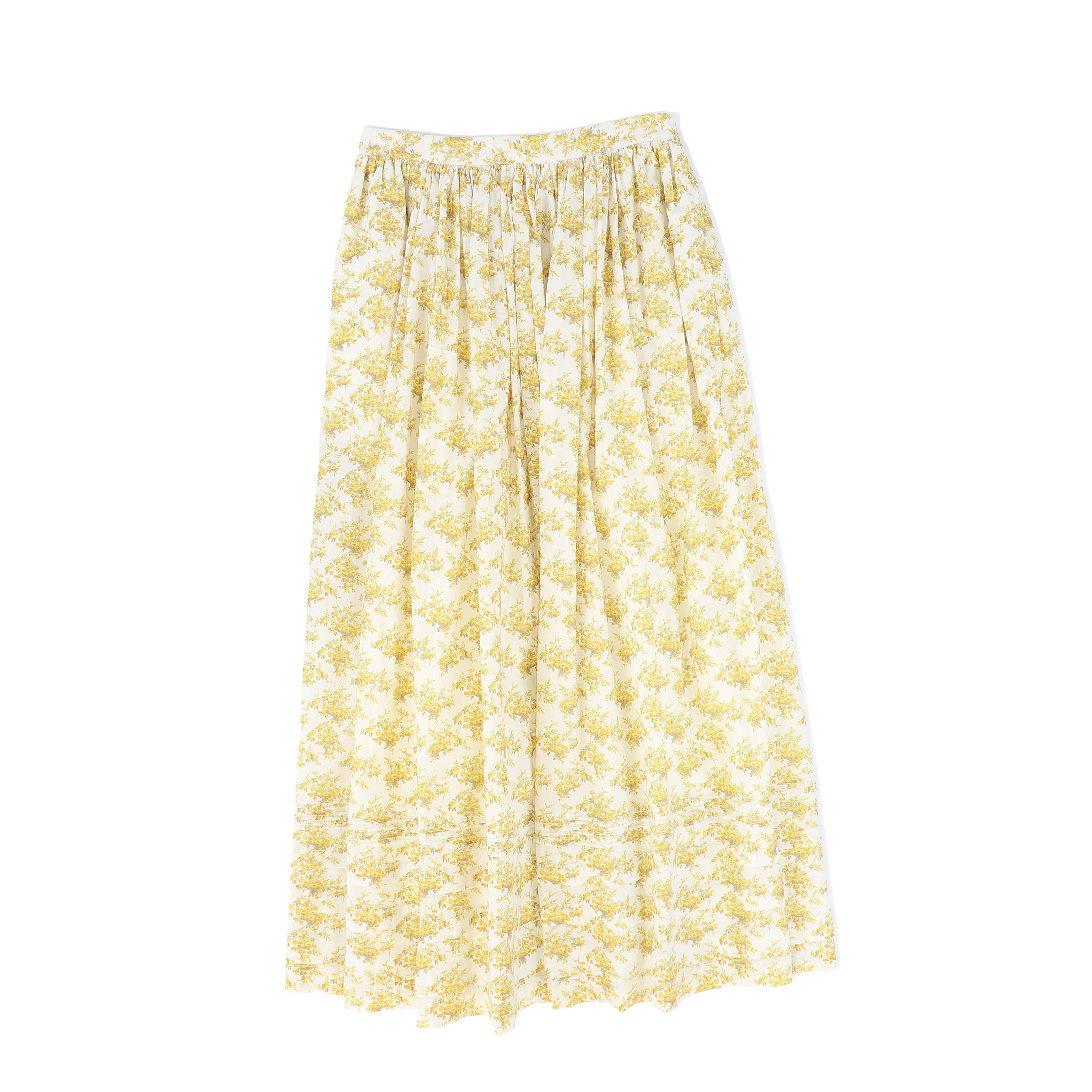 VALENTINA YELLOW FLORAL BUNCH PLEAT SKIRT [FINAL SALE] - Image 2