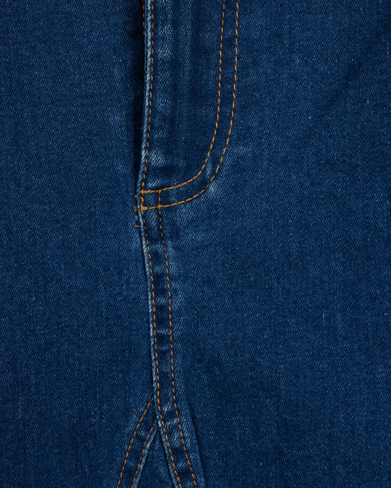 VIBE BLUE DENIM POCKET V SEAM SKIRT [FINAL SALE] - Image 2