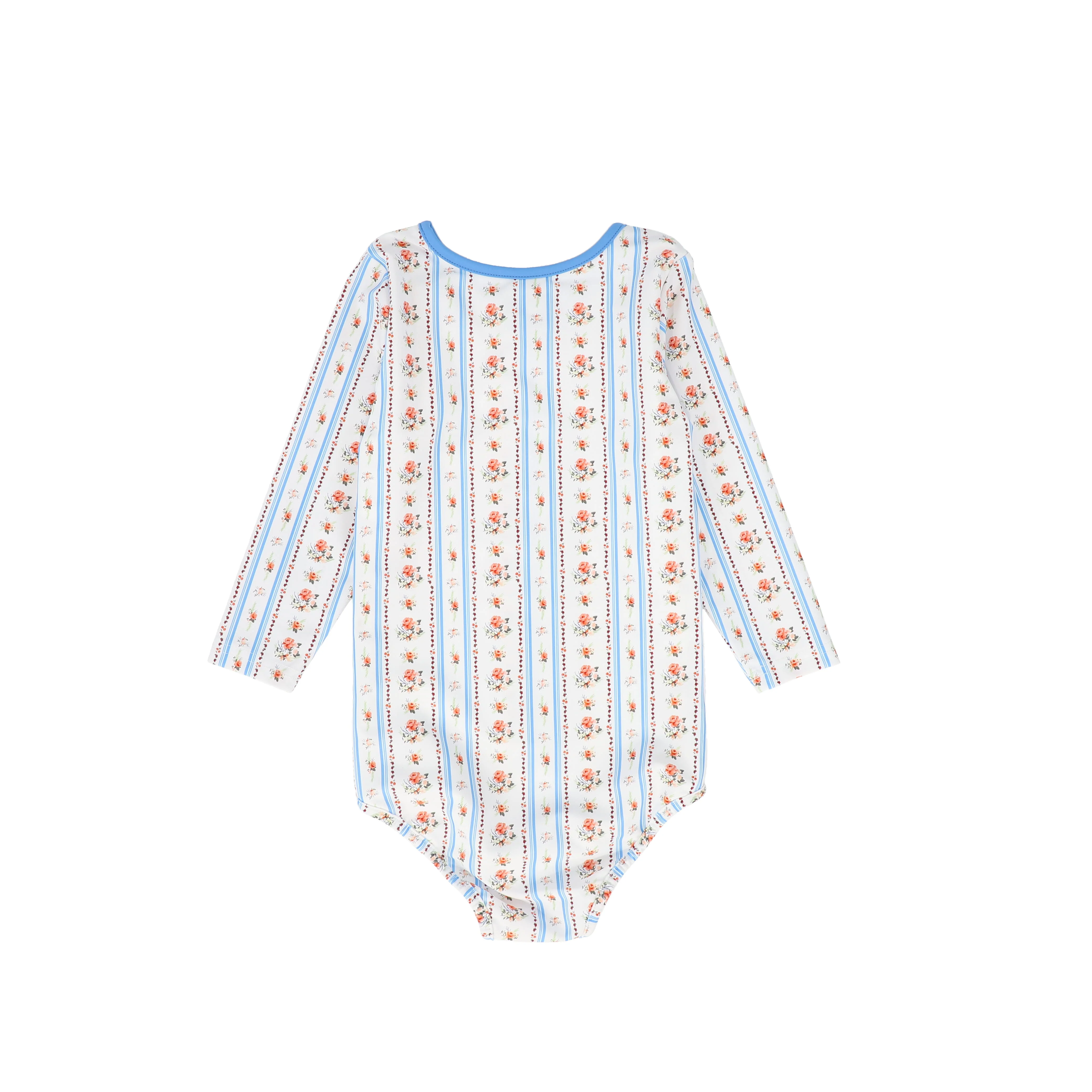 WATER CLUB BLUE FLORAL STRIPE HALF ZIP SWIMSUIT - Image 2